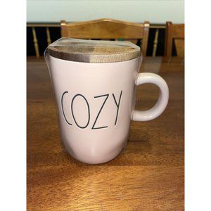Rae Dunn Cozy Coffee Mug Coaster Gift Set Pink Wood NEW Christmas